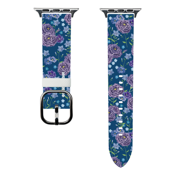 スマートウォッチレザーバンド［ 日比谷花壇 - FloralSymphony - ネイビー ］