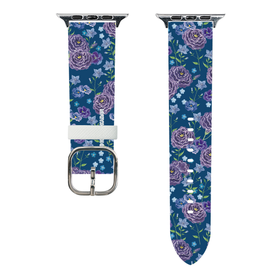 スマートウォッチレザーバンド［ 日比谷花壇 - FloralSymphony - ネイビー ］