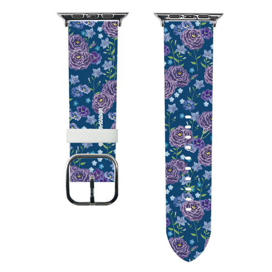 スマートウォッチレザーバンド［ 日比谷花壇 - FloralSymphony - ネイビー ］