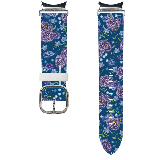 スマートウォッチレザーバンド［ 日比谷花壇 - FloralSymphony - ネイビー ］