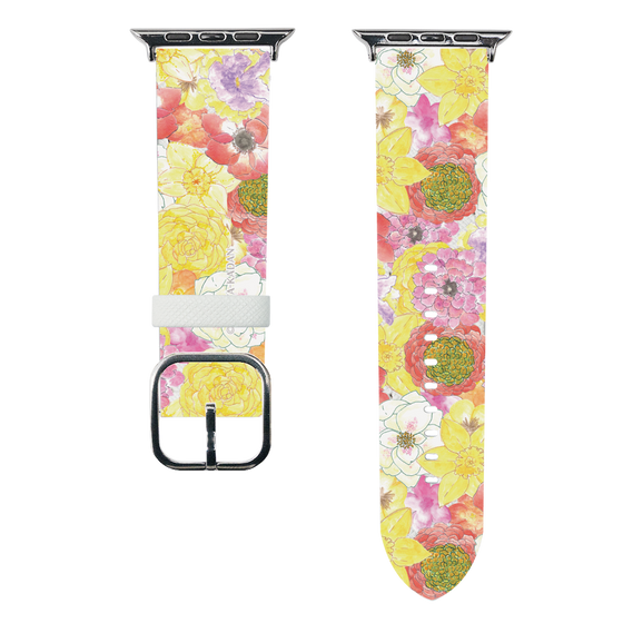 スマートウォッチレザーバンド［ 日比谷花壇 - HarmonyinBloom - イエロー ］