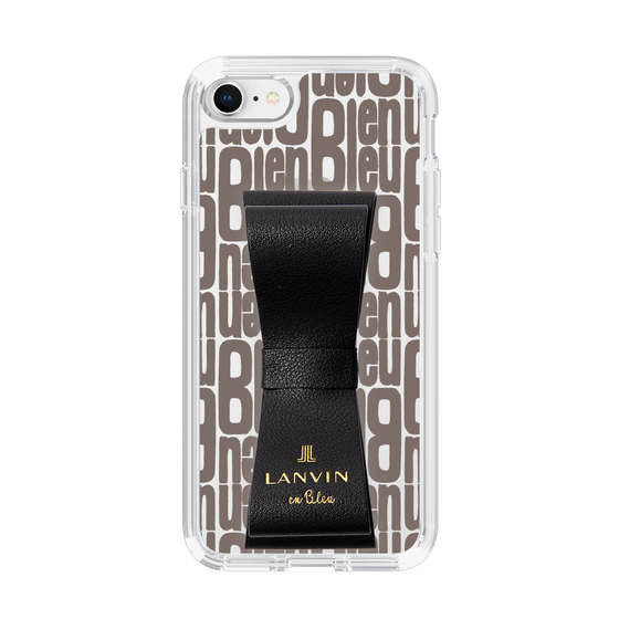 スリムプロテクションケース LANVIN en Bleu - STAND & RING RIBBON Black［ LANVIN en Bleu - Logo Pattern - Black ］