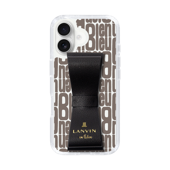 スリムプロテクションケース LANVIN en Bleu - STAND & RING RIBBON Black［ LANVIN en Bleu - Logo Pattern - Black ］