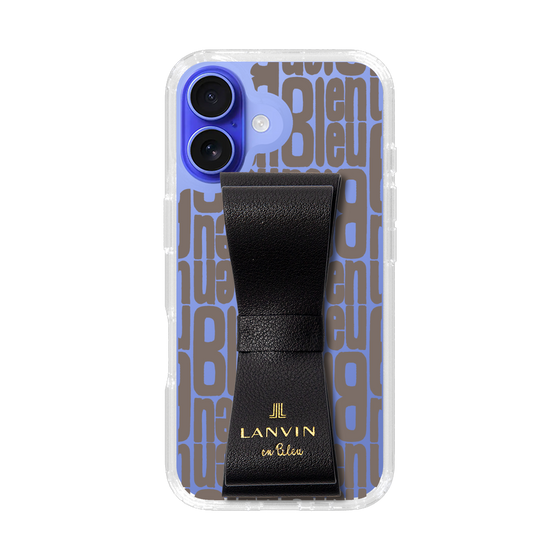 スリムプロテクションケース LANVIN en Bleu - STAND & RING RIBBON Black［ LANVIN en Bleu - Logo Pattern - Black ］