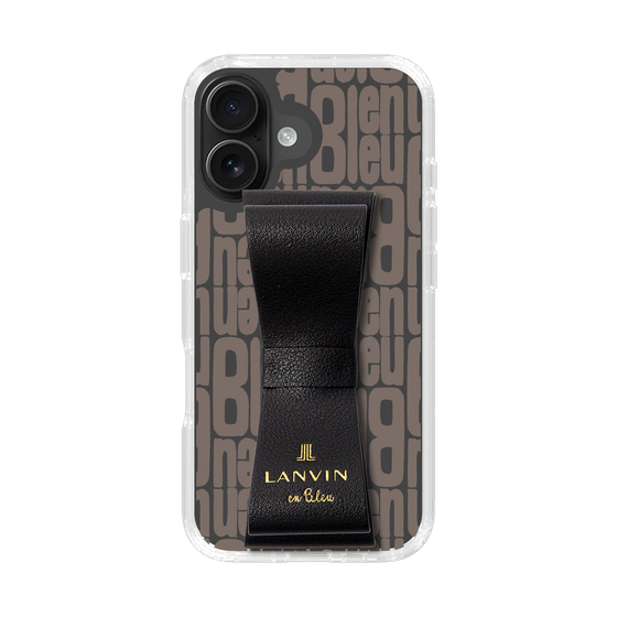 スリムプロテクションケース LANVIN en Bleu - STAND & RING RIBBON Black［ LANVIN en Bleu - Logo Pattern - Black ］