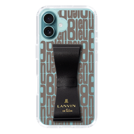 スリムプロテクションケース LANVIN en Bleu - STAND & RING RIBBON Black［ LANVIN en Bleu - Logo Pattern - Black ］