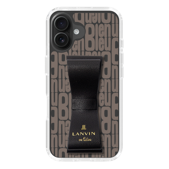 スリムプロテクションケース LANVIN en Bleu - STAND & RING RIBBON Black［ LANVIN en Bleu - Logo Pattern - Black ］