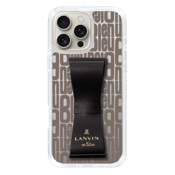 スリムプロテクションケース LANVIN en Bleu - STAND & RING RIBBON Black［ LANVIN en Bleu - Logo Pattern - Black ］