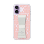 スリムプロテクションケース LANVIN en Bleu - STAND & RING RIBBON Clear［ LANVIN en Bleu - Logo Pattern - Pink ］