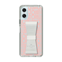スリムプロテクションケース LANVIN en Bleu - STAND & RING RIBBON Clear［ LANVIN en Bleu - Logo Pattern - Pink ］
