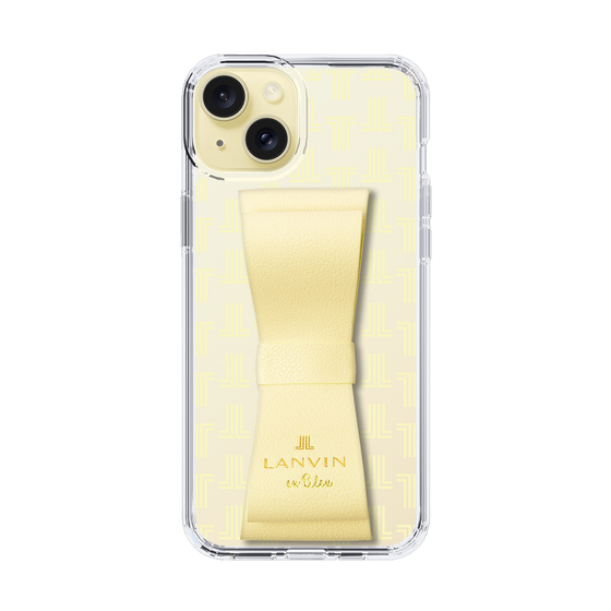 スリムプロテクションケース LANVIN en Bleu - STAND & RING RIBBON Cream Yellow［ LANVIN en Bleu - Monogram - Yellow ］