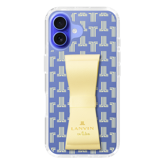 スリムプロテクションケース LANVIN en Bleu - STAND & RING RIBBON Cream Yellow［ LANVIN en Bleu - Monogram - Yellow ］