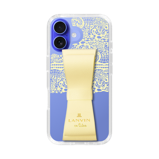 スリムプロテクションケース LANVIN en Bleu - STAND & RING RIBBON Cream Yellow［ LANVIN en Bleu - Lace - Yellow ］