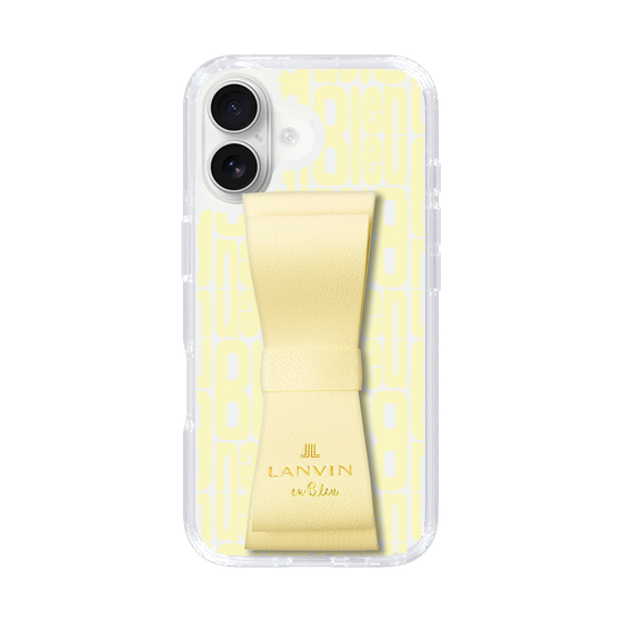 スリムプロテクションケース LANVIN en Bleu - STAND & RING RIBBON Cream Yellow［ LANVIN en Bleu - Logo Pattern - Yellow ］