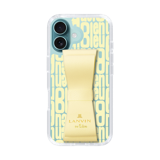 スリムプロテクションケース LANVIN en Bleu - STAND & RING RIBBON Cream Yellow［ LANVIN en Bleu - Logo Pattern - Yellow ］