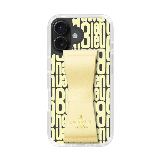 スリムプロテクションケース LANVIN en Bleu - STAND & RING RIBBON Cream Yellow［ LANVIN en Bleu - Logo Pattern - Yellow ］