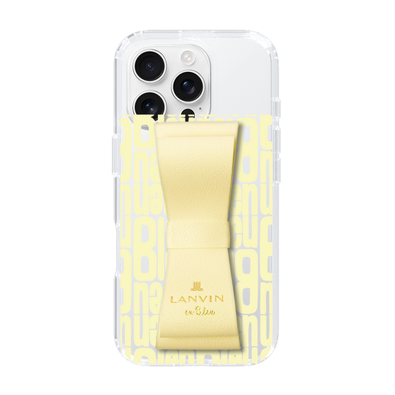 スリムプロテクションケース LANVIN en Bleu - STAND & RING RIBBON Cream Yellow［ LANVIN en Bleu - Logo Pattern - Yellow ］