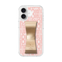 スリムプロテクションケース LANVIN en Bleu - STAND & RING RIBBON Gold［ LANVIN en Bleu - Logo Pattern - Pink ］