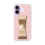 スリムプロテクションケース LANVIN en Bleu - STAND & RING RIBBON Gold［ LANVIN en Bleu - Logo Pattern - Pink ］