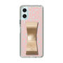 スリムプロテクションケース LANVIN en Bleu - STAND & RING RIBBON Gold［ LANVIN en Bleu - Logo Pattern - Pink ］