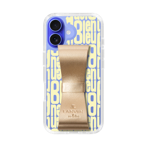 スリムプロテクションケース LANVIN en Bleu - STAND & RING RIBBON Gold［ LANVIN en Bleu - Logo Pattern - Yellow ］