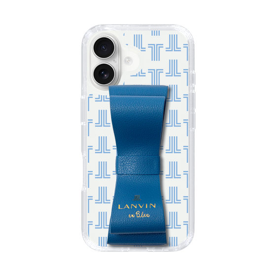 スリムプロテクションケース LANVIN en Bleu - STAND & RING RIBBON Navy［ LANVIN en Bleu - Monogram - Blue ］