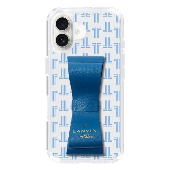 スリムプロテクションケース LANVIN en Bleu - STAND & RING RIBBON Navy［ LANVIN en Bleu - Monogram - Blue ］