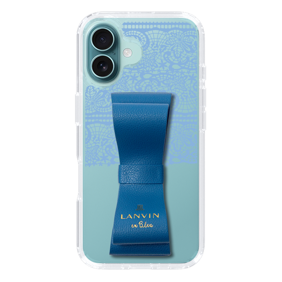 スリムプロテクションケース LANVIN en Bleu - STAND & RING RIBBON Navy［ LANVIN en Bleu - Lace - Blue ］