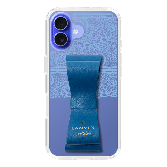 スリムプロテクションケース LANVIN en Bleu - STAND & RING RIBBON Navy［ LANVIN en Bleu - Lace - Blue ］