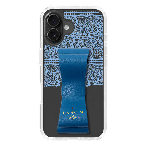 スリムプロテクションケース LANVIN en Bleu - STAND & RING RIBBON Navy［ LANVIN en Bleu - Lace - Blue ］