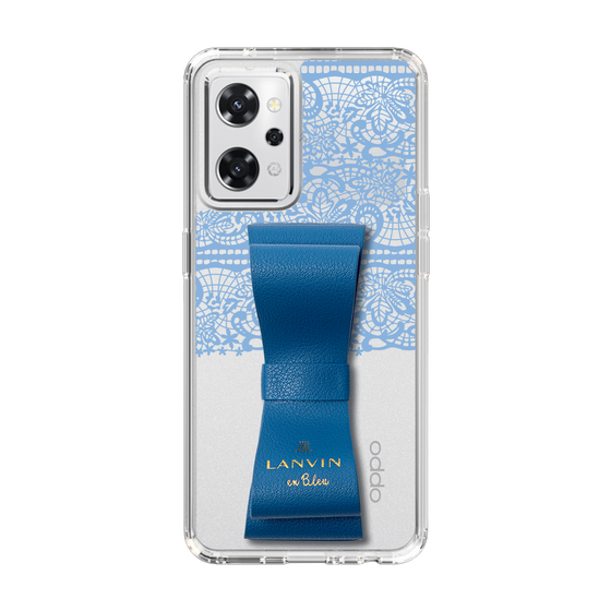 スリムプロテクションケース LANVIN en Bleu - STAND & RING RIBBON Navy［ LANVIN en Bleu - Lace - Blue ］