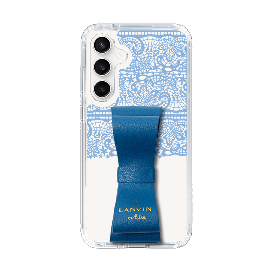 スリムプロテクションケース LANVIN en Bleu - STAND & RING RIBBON Navy［ LANVIN en Bleu - Lace - Blue ］