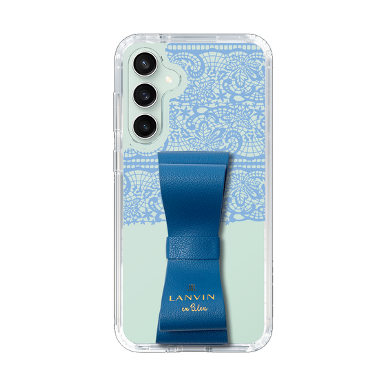 スリムプロテクションケース LANVIN en Bleu - STAND & RING RIBBON Navy［ LANVIN en Bleu - Lace - Blue ］