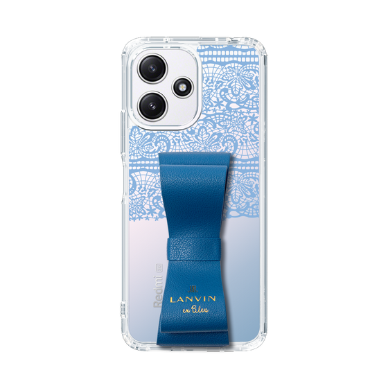 スリムプロテクションケース LANVIN en Bleu - STAND & RING RIBBON Navy［ LANVIN en Bleu - Lace - Blue ］