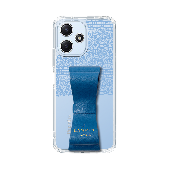 スリムプロテクションケース LANVIN en Bleu - STAND & RING RIBBON Navy［ LANVIN en Bleu - Lace - Blue ］