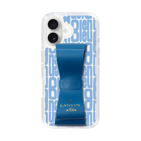 スリムプロテクションケース LANVIN en Bleu - STAND & RING RIBBON Navy［ LANVIN en Bleu - Logo Pattern - Blue ］