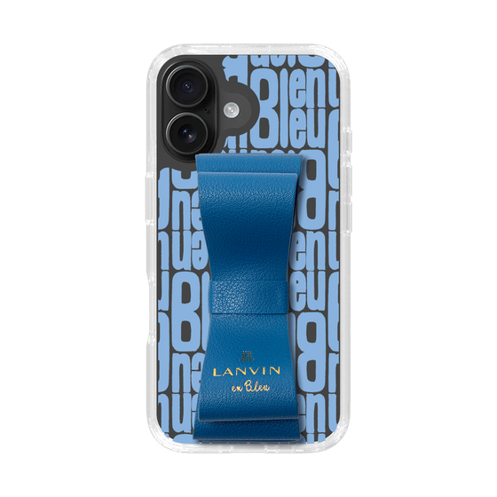 スリムプロテクションケース LANVIN en Bleu - STAND & RING RIBBON Navy［ LANVIN en Bleu - Logo Pattern - Blue ］