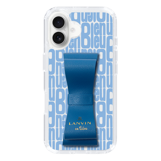 スリムプロテクションケース LANVIN en Bleu - STAND & RING RIBBON Navy［ LANVIN en Bleu - Logo Pattern - Blue ］