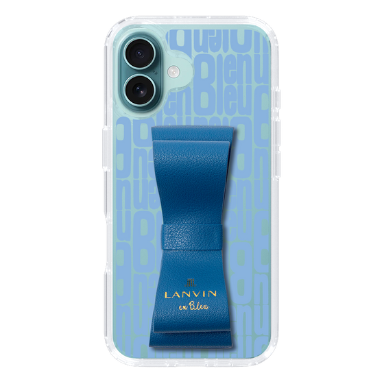 スリムプロテクションケース LANVIN en Bleu - STAND & RING RIBBON Navy［ LANVIN en Bleu - Logo Pattern - Blue ］