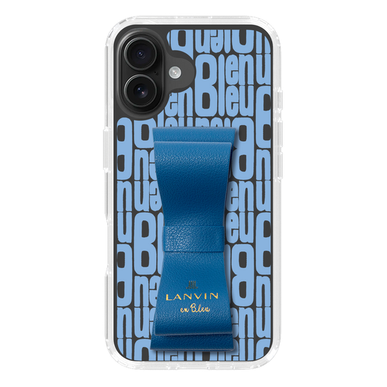 スリムプロテクションケース LANVIN en Bleu - STAND & RING RIBBON Navy［ LANVIN en Bleu - Logo Pattern - Blue ］