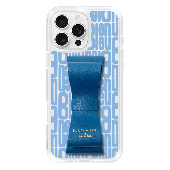 スリムプロテクションケース LANVIN en Bleu - STAND & RING RIBBON Navy［ LANVIN en Bleu - Logo Pattern - Blue ］