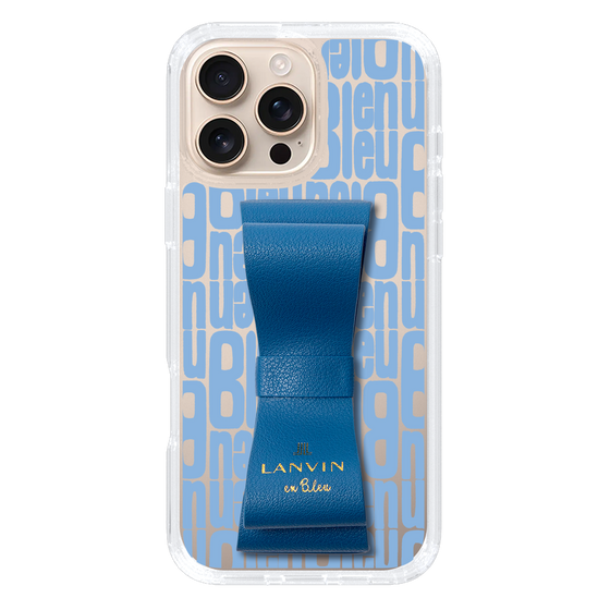 スリムプロテクションケース LANVIN en Bleu - STAND & RING RIBBON Navy［ LANVIN en Bleu - Logo Pattern - Blue ］