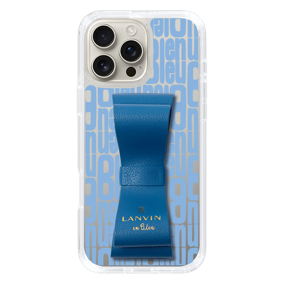 スリムプロテクションケース LANVIN en Bleu - STAND & RING RIBBON Navy［ LANVIN en Bleu - Logo Pattern - Blue ］