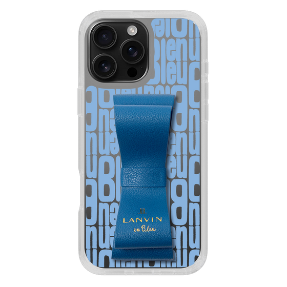 スリムプロテクションケース LANVIN en Bleu - STAND & RING RIBBON Navy［ LANVIN en Bleu - Logo Pattern - Blue ］