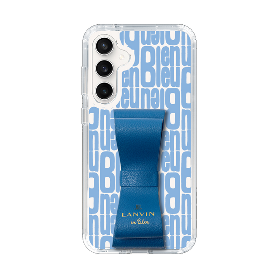 スリムプロテクションケース LANVIN en Bleu - STAND & RING RIBBON Navy［ LANVIN en Bleu - Logo Pattern - Blue ］