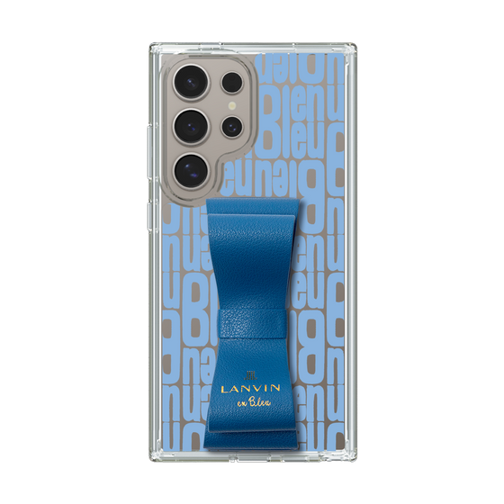 スリムプロテクションケース LANVIN en Bleu - STAND & RING RIBBON Navy［ LANVIN en Bleu - Logo Pattern - Blue ］