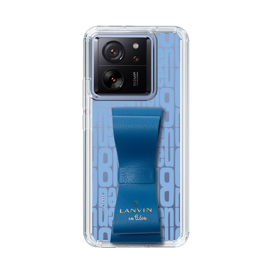 スリムプロテクションケース LANVIN en Bleu - STAND & RING RIBBON Navy［ LANVIN en Bleu - Logo Pattern - Blue ］