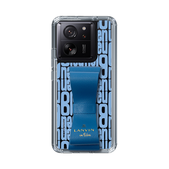 スリムプロテクションケース LANVIN en Bleu - STAND & RING RIBBON Navy［ LANVIN en Bleu - Logo Pattern - Blue ］