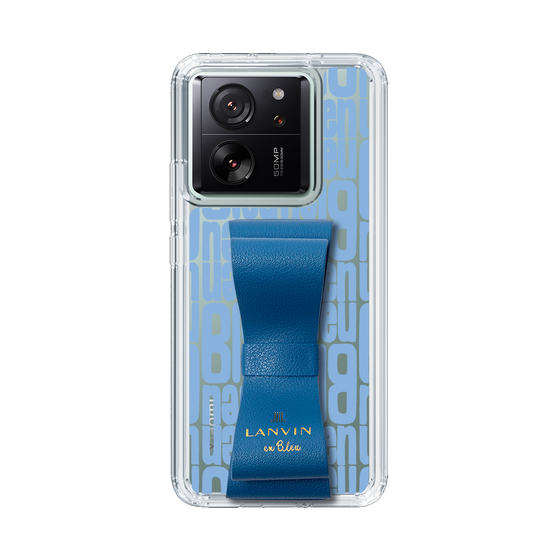 スリムプロテクションケース LANVIN en Bleu - STAND & RING RIBBON Navy［ LANVIN en Bleu - Logo Pattern - Blue ］