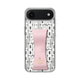 スリムプロテクションケース LANVIN en Bleu - STAND & RING RIBBON Sakura Pink［ LANVIN en Bleu - Logo Pattern - White ］